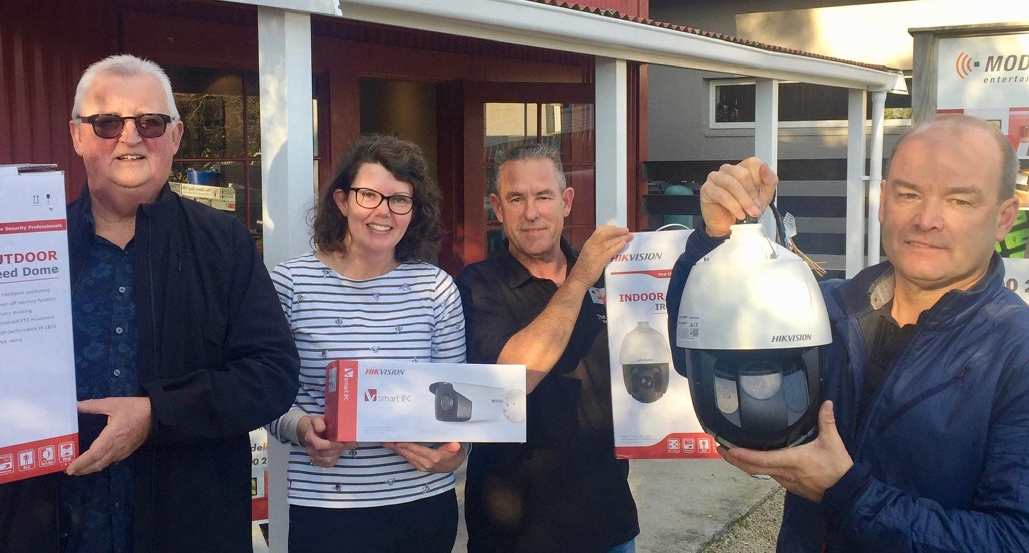 Tony Stevenson of Martinborough-based business Securatel Smarter Living is set to begin installation of CCTV cameras in town. Also pictured, (from left), from the Martinborough Business Association is Allan Hogg, Charlotte Harding and Mike Anders.